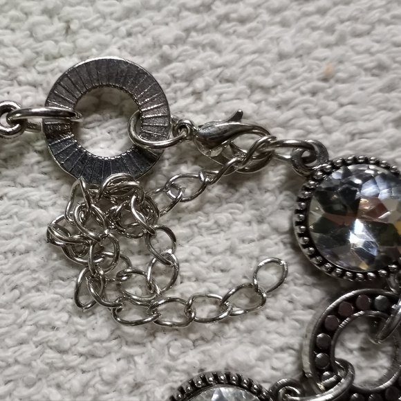 Silvertone Crystal Necklace choker collar - Picture 5 of 6